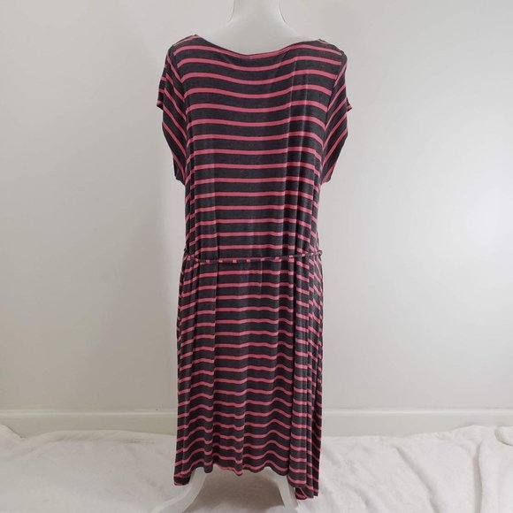 Motherhood Woman's Sz XL Dress Grey w Pink horizontal stripes - Picture 2 of 8